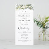 Weißes Florales Hochzeitsprogramm Programm (Stehend Vorderseite)