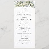 Weißes Florales Hochzeitsprogramm Programm (Vorderseite)
