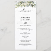 Weißes Florales Hochzeitsprogramm Programm (Vorderseite)