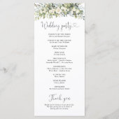 Weißes Florales Hochzeitsprogramm Programm (Rückseite)