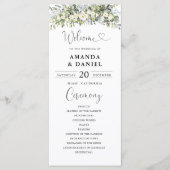Weißes Florales Hochzeitsprogramm Programm (Vorderseite)