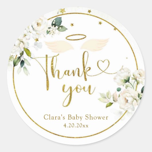 Weißes, florales Stück Himmel Runder Aufkleber (Vorderseite)