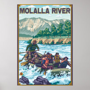 Weißes flößendes Wasser - Molalla Fluss, Oregon Poster