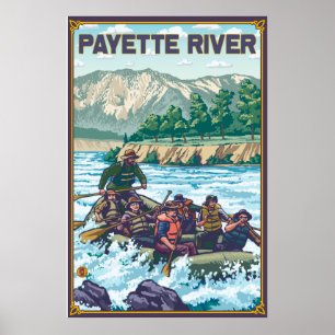 Weißes flößendes Wasser - Payette Fluss, Idaho Poster