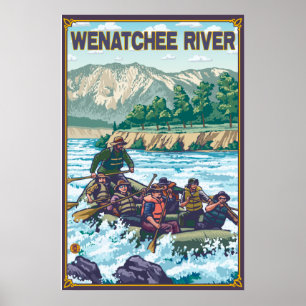 Weißes flößendes Wasser - Wenatchee Fluss, WA Poster