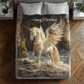 Weißes Flügeldrachen Einhorn Mythisches Ozeanfanta Fleecedecke