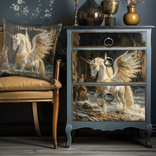 Weißes Flügeldrachen Einhorn Mythisches Ozeanfanta Seidenpapier