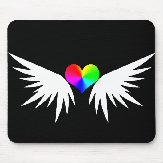 weißes Flügelherz Mousepad (Vorne)