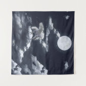 Weißes Flügelpferd mit Vollmoo Wandteppich (Vorderseite (Horizontal))