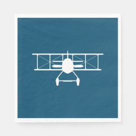 Weißes Flugzeug-Profil auf blauem Hintergrund Serviette