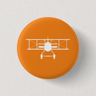 Weißes Flugzeug-Profil auf orangen Hintergrund Button