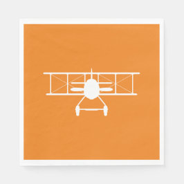 Weißes Flugzeug-Profil auf orangen Hintergrund Serviette