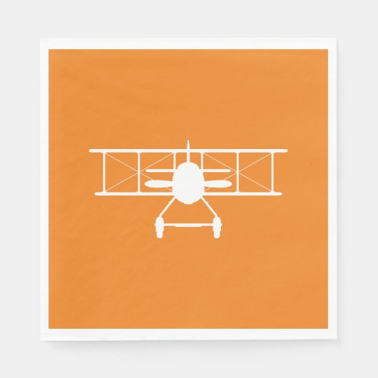 Weißes Flugzeug-Profil auf orangen Hintergrund Serviette (Vorderseite)