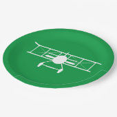 Weißes Flugzeug-Profil im grünen Hintergrund Pappteller (Schrägansicht)