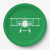 Weißes Flugzeug-Profil im grünen Hintergrund Pappteller (Vorderseite)