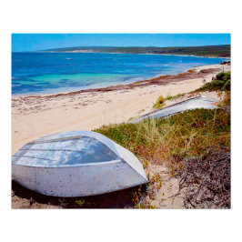 Weißes Foto am Strand Golden Sands Blue Sea Poster