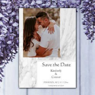 Weißes Foto aus Marmor Save The Date