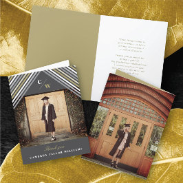 Weißes Foto Diagonal Streifen Moderner Abschluss Dankeskarte