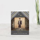 Weißes Foto Diagonal Streifen Moderner Abschluss Dankeskarte (Vorderseite)