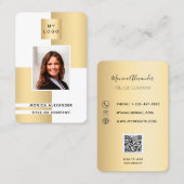 Weißes Foto-Firmenlogo QR-Code Visitenkarte (Vorne/Hinten)