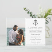 Weißes Foto für die autonome Monogramm Save the Da Date (Stehend Vorderseite)