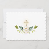 Weißes Foto-Goldkreuz Heilige Kommune Einladung (Rückseite)