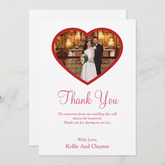 Weißes Foto im Herzen Dankeschön-Karte Dankeskarte (Vorne/Hinten)