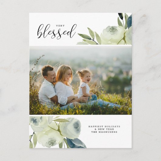 Weißes Foto mit blühender Blüte Postkarte (Vorderseite)