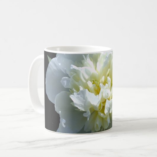 Weißes Foto mit Blumen Kaffeetasse (Vorderseite Links)