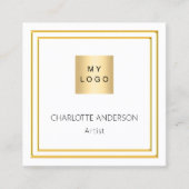 Weißes Foto mit elegantem Logo QR-Code Quadratische Visitenkarte (Vorderseite)