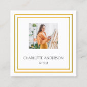 Weißes Foto mit elegantem QR-Code Quadratische Visitenkarte (Vorderseite)