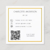 Weißes Foto mit elegantem QR-Code Quadratische Visitenkarte (Rückseite)