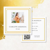 Weißes Foto mit elegantem QR-Code Quadratische Visitenkarte