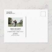 Weißes Foto mit Handschrift Save the Date Ankündigungspostkarte (Rückseite)
