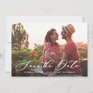 Weißes Foto mit weißer Kalligrafie Save The Date