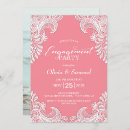 Weißes Foto Pink - Engagement-Partei Einladung