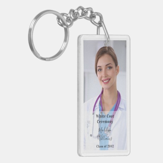 Weißes Foto Schlüsselanhänger (Vorderseite links)