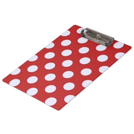 Weißes Fraktal Polka Dots Rote Fraktale Hintergrun Klemmbrett (Schrägansicht)