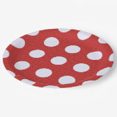 Weißes Fraktal Polka Dots Rote Fraktale Hintergrun Pappteller (Schrägansicht)