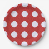 Weißes Fraktal Polka Dots Rote Fraktale Hintergrun Pappteller (Vorderseite)