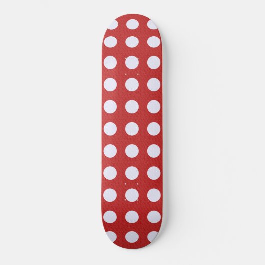 Weißes Fraktal Polka Dots Rote Fraktale Hintergrun Skateboard (Vorderseite)