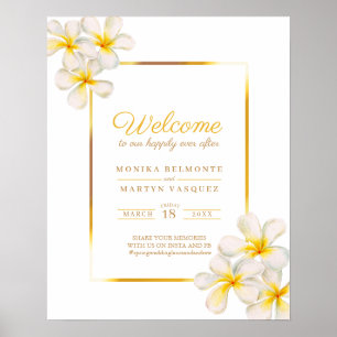 Weißes frangipani Tropisches Hochzeitsplakat Poster