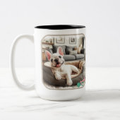 Weißes Französisch im Hundebett Zweifarbige Tasse (Links)