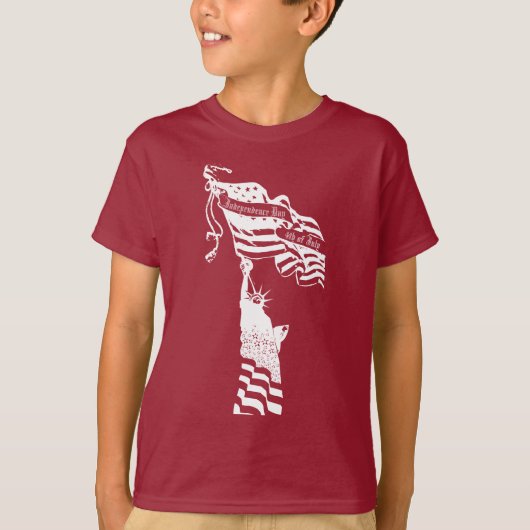 Weißes Freiheitsstatue Amerikanische Flagge 4. Jul T-Shirt (Vorderseite)