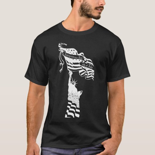 Weißes Freiheitsstatue Amerikanische Flagge 4. Jul T-Shirt (Vorderseite)