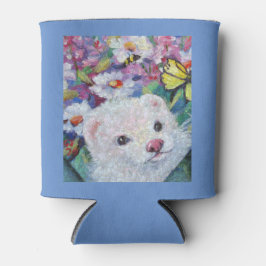 Weißes Frettchen und Blume kälter Dosenkühler