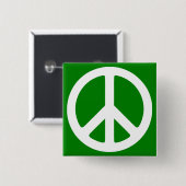 Weißes Friedenssymbol auf grünem Hintergrund Button (Vorne & Hinten)