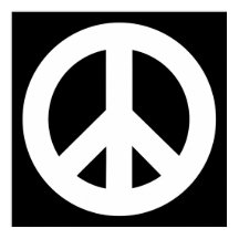 Weißes Friedenssymbol auf schwarz