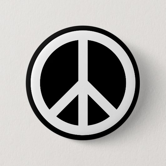 Weißes Friedenssymbol Button (Vorderseite)