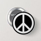 Weißes Friedenssymbol Button (Vorne & Hinten)